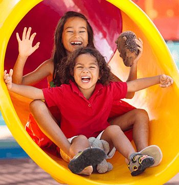 Kids in an indoor slide